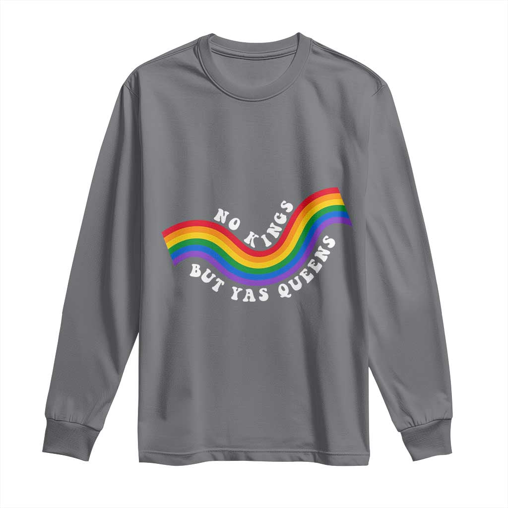 No Kings But Yas Queens LGBTQ Pride Retro Rainbow Long Sleeve Shirt