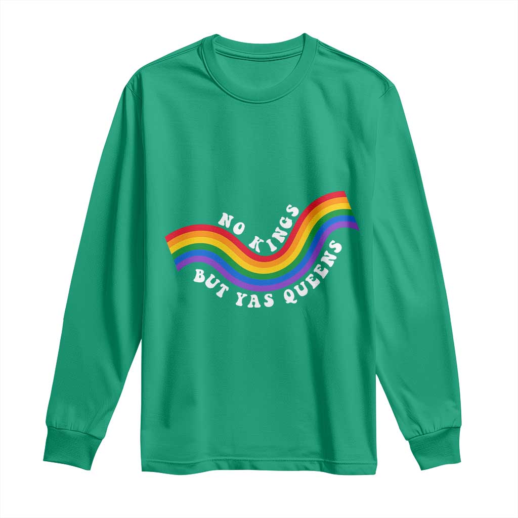 No Kings But Yas Queens LGBTQ Pride Retro Rainbow Long Sleeve Shirt