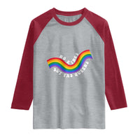 No Kings But Yas Queens LGBTQ Pride Retro Rainbow Raglan Shirt