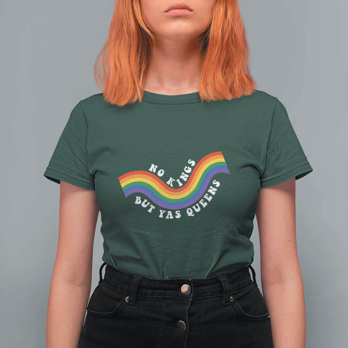 No Kings But Yas Queens LGBTQ Pride Retro Rainbow T Shirt For Women