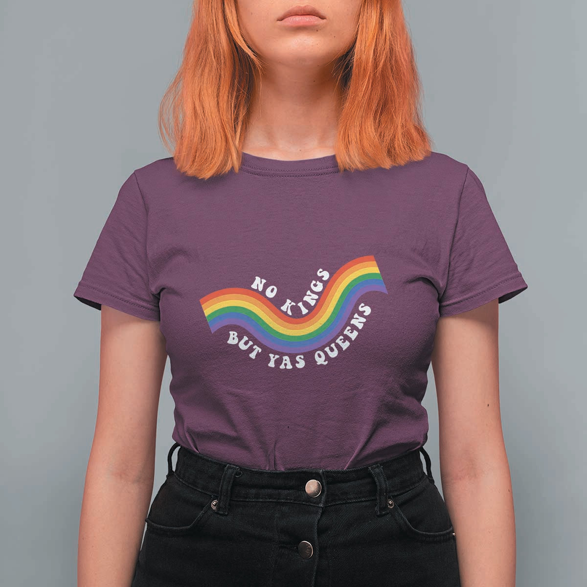 No Kings But Yas Queens LGBTQ Pride Retro Rainbow T Shirt For Women