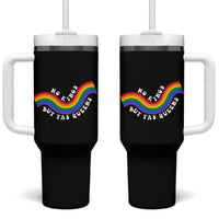 No Kings But Yas Queens LGBTQ Pride Retro Rainbow Tumbler With Handle