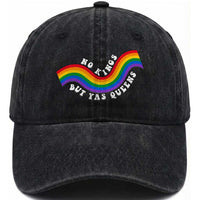 No Kings But Yas Queens LGBTQ Pride Retro Rainbow Washed Cotton Baseball Cap