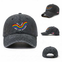 No Kings But Yas Queens LGBTQ Pride Retro Rainbow Washed Cotton Baseball Cap