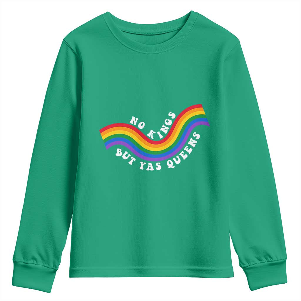 No Kings But Yas Queens LGBTQ Pride Retro Rainbow Youth Sweatshirt