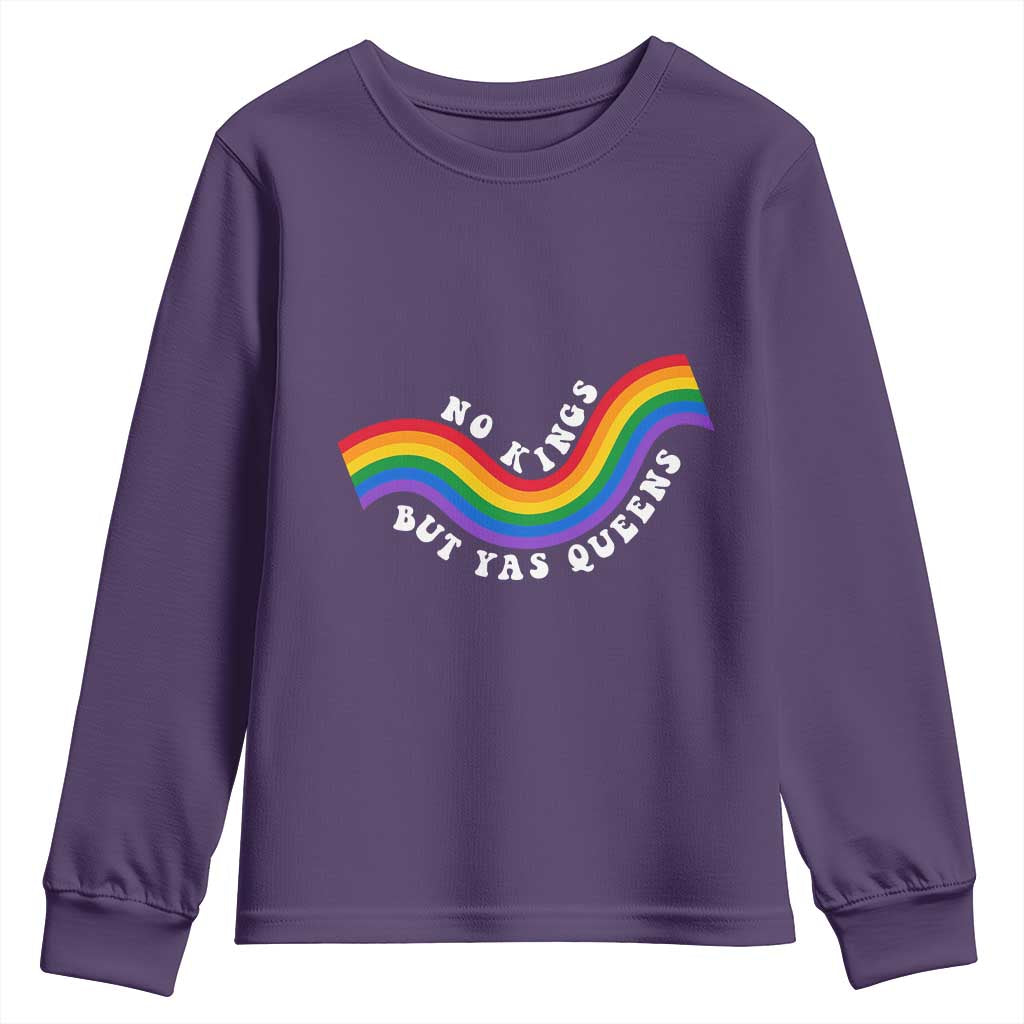 No Kings But Yas Queens LGBTQ Pride Retro Rainbow Youth Sweatshirt