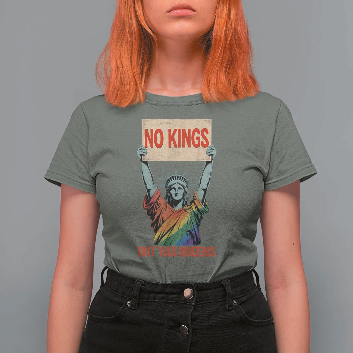 No Kings But Yas Queens T Shirt For Women Statue Of Liberty LGBTQ Pride Ally Pride