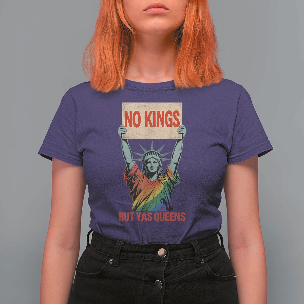 No Kings But Yas Queens T Shirt For Women Statue Of Liberty LGBTQ Pride Ally Pride