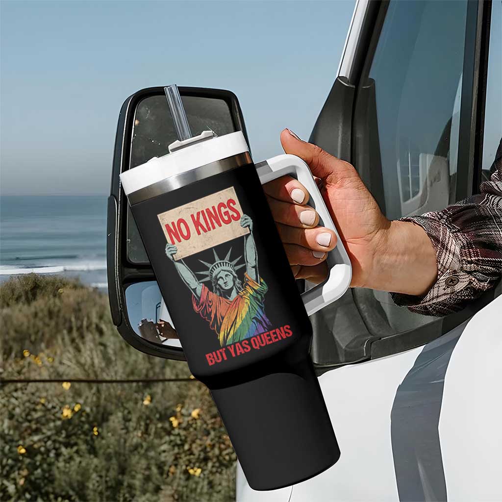 No Kings But Yas Queens Tumbler With Handle Statue Of Liberty LGBTQ Pride Ally Pride