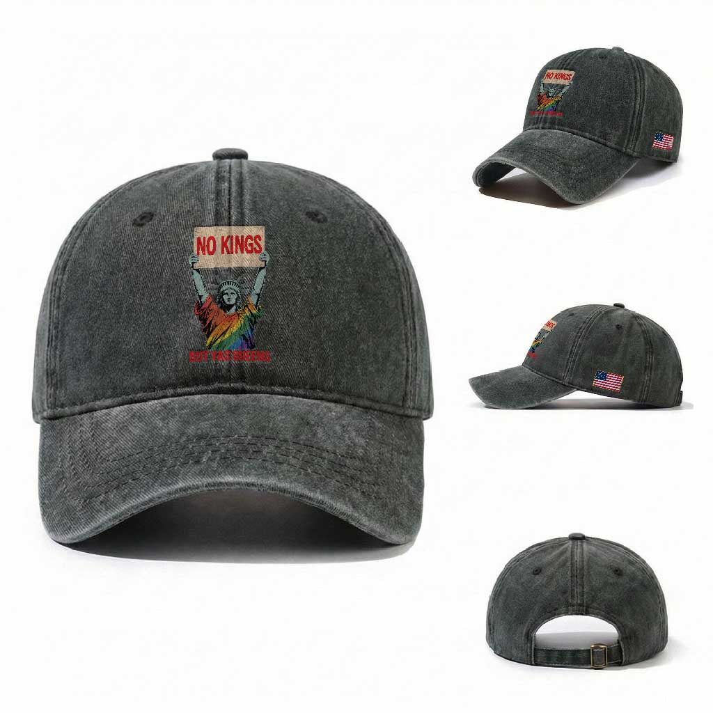 No Kings But Yas Queens Washed Cotton Baseball Cap Statue Of Liberty LGBTQ Pride Ally Pride