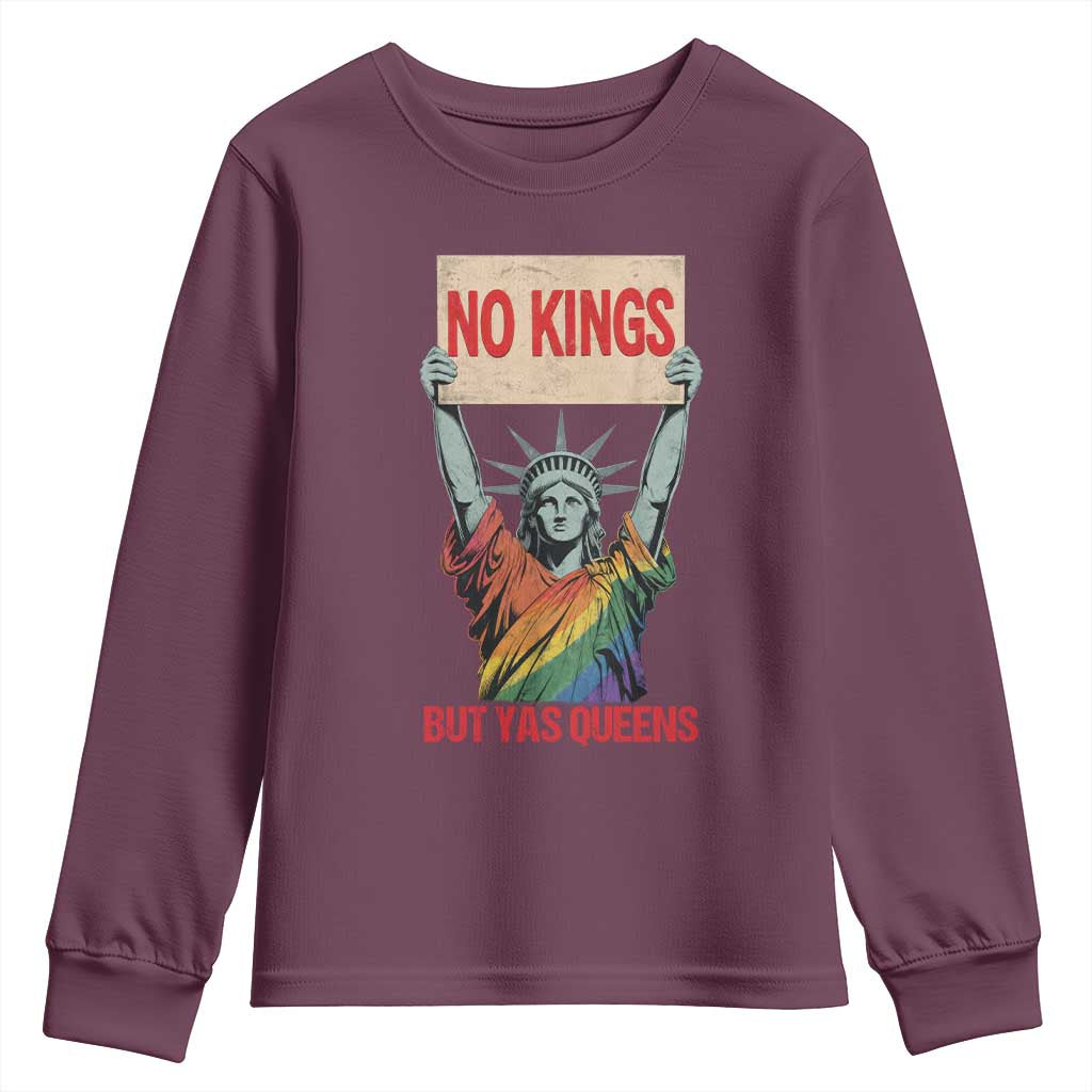No Kings But Yas Queens Youth Sweatshirt Statue Of Liberty LGBTQ Pride Ally Pride