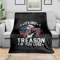 It Is Only Treason If You Lose George Washington Throw Blanket Funny 4th of July Vintage American Flag