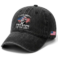 It Is Only Treason If You Lose George Washington Washed Cotton Baseball Cap Funny 4th of July Vintage American Flag