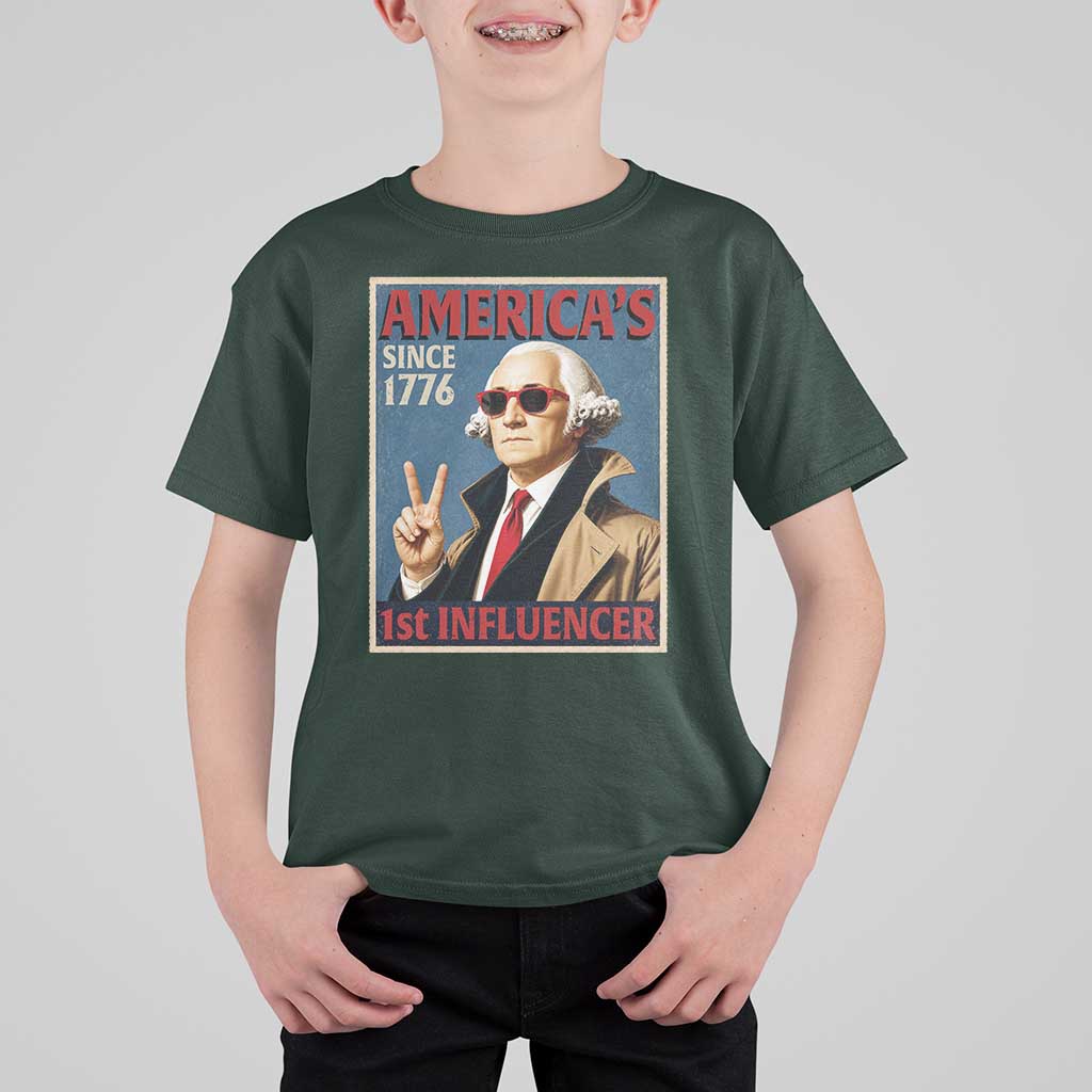 George Washington America's 1st Influencer T Shirt For Kid Funny Founding Father USA