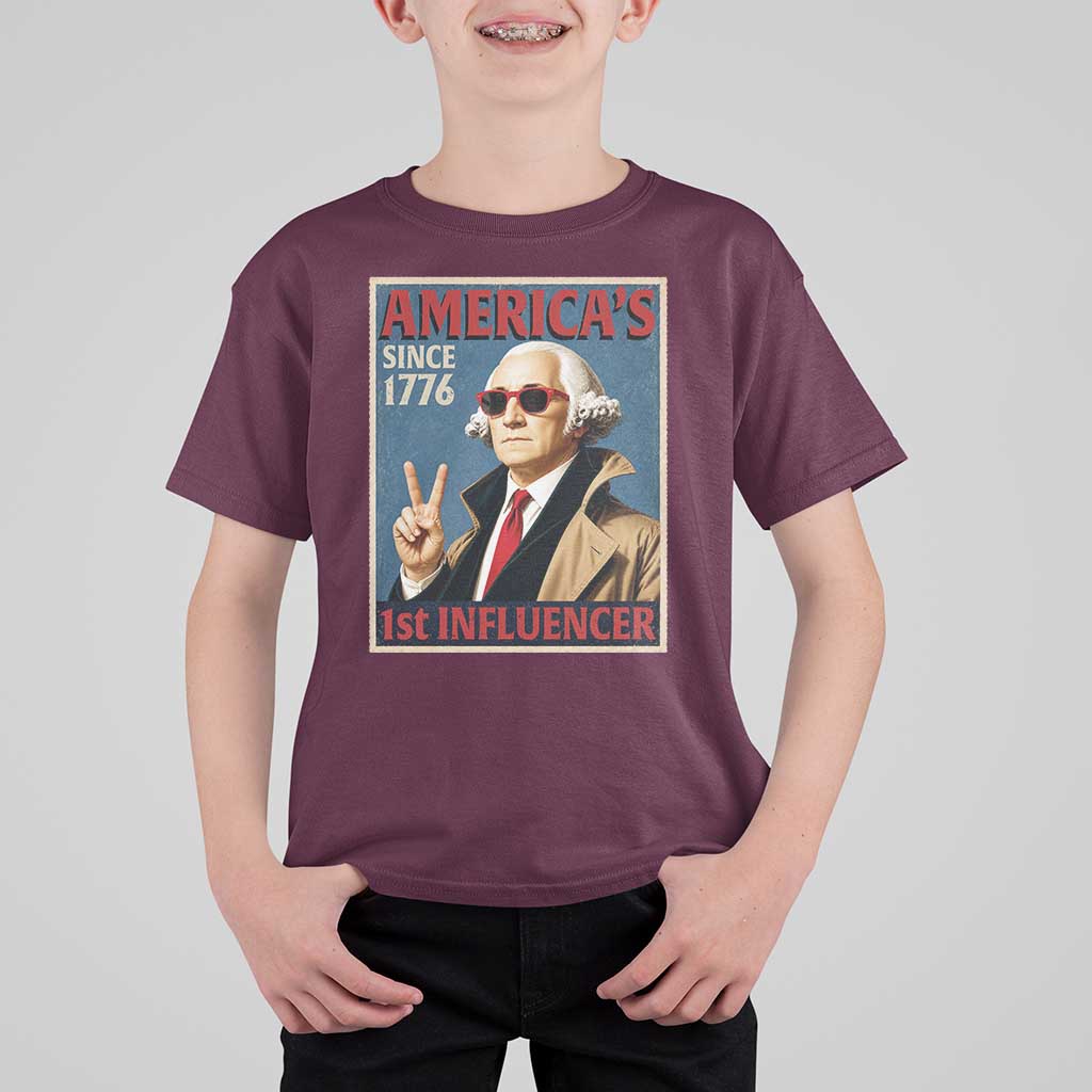 George Washington America's 1st Influencer T Shirt For Kid Funny Founding Father USA