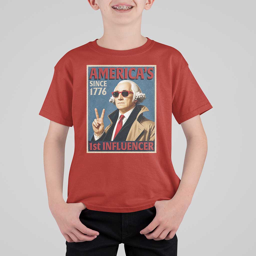 George Washington America's 1st Influencer T Shirt For Kid Funny Founding Father USA