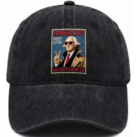 George Washington America's 1st Influencer Washed Cotton Baseball Cap Funny Founding Father USA