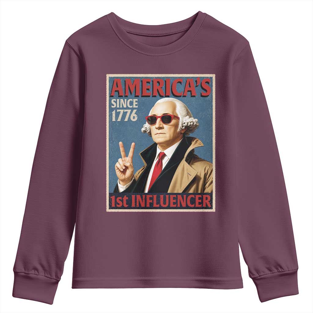 George Washington America's 1st Influencer Youth Sweatshirt Funny Founding Father USA