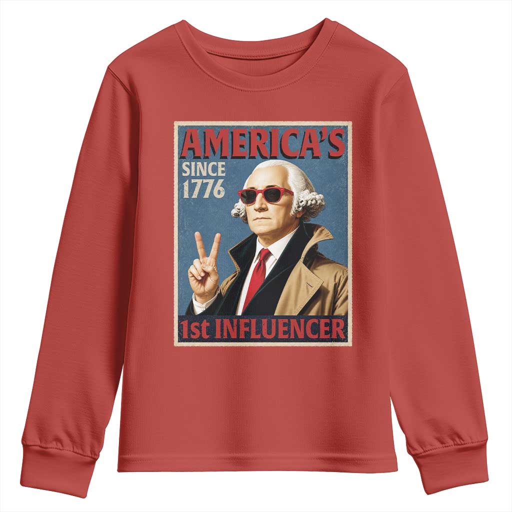 George Washington America's 1st Influencer Youth Sweatshirt Funny Founding Father USA
