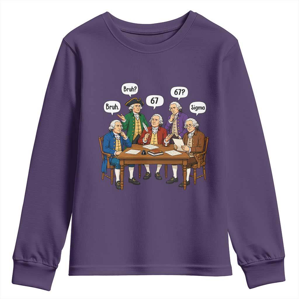 Founding Fathers 67 Bruh Sigma Youth Sweatshirt Funny US History Meme