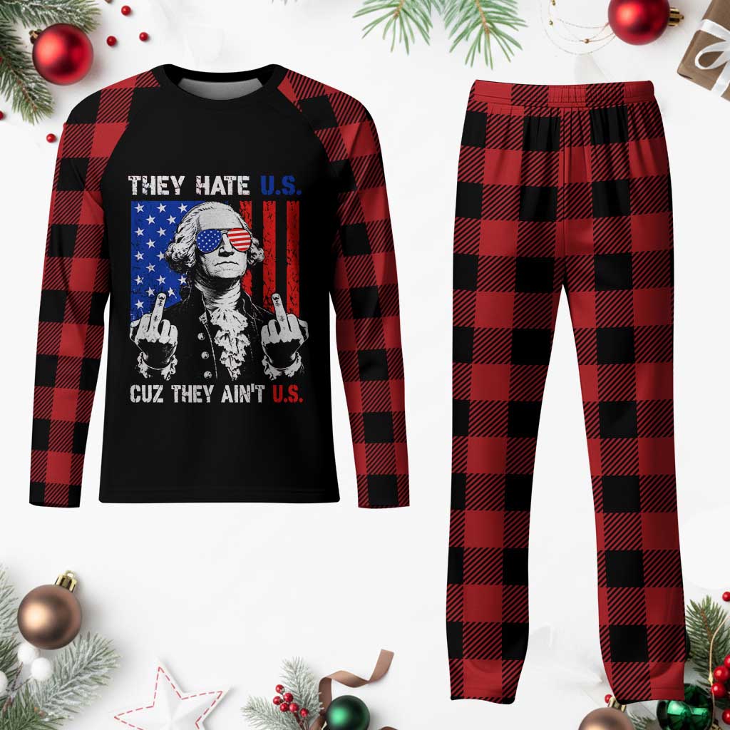 They Hate US Cuz They Ain't US Plaid Pajama Set George Washington 4th of July
