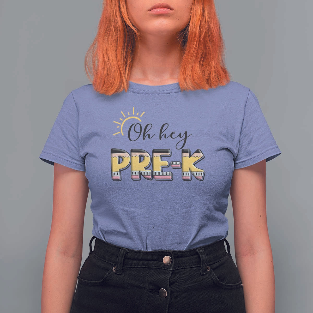 Back To School T Shirt For Women Oh Hey Pre-K Pencil Preschool - Wonder Print Shop