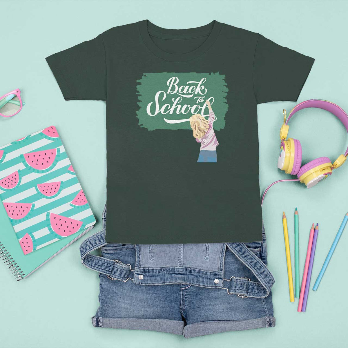 Back To School T Shirt For Kid Student Toddler Girl Green Board - Wonder Print Shop