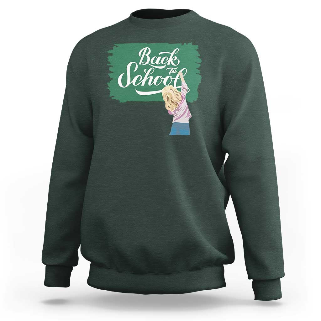 Back To School Sweatshirt Student Toddler Girl Green Board - Wonder Print Shop