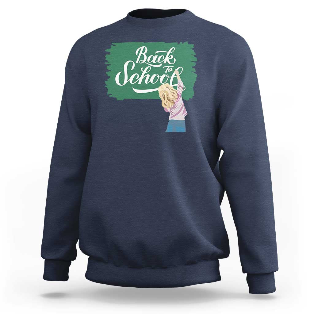 Back To School Sweatshirt Student Toddler Girl Green Board - Wonder Print Shop
