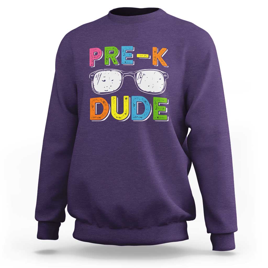 Pre-K Dude Sweatshirt First Day Of School Glasses Nerd - Wonder Print Shop