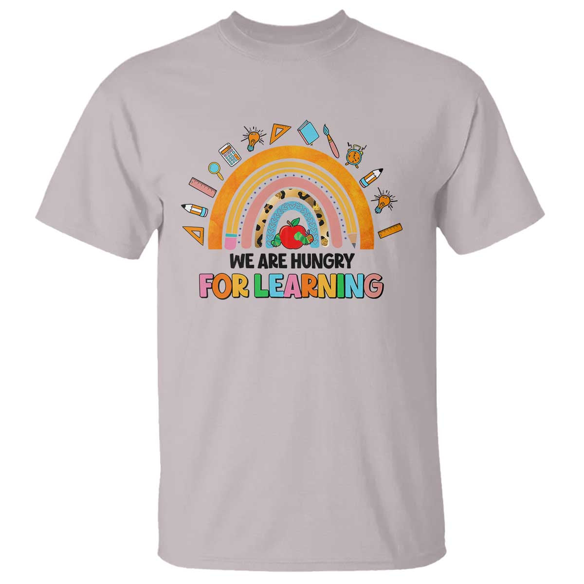 We Are Hungry For Learning T Shirt Back To School Rainbow Caterpillar Apple - Wonder Print Shop