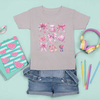 Coquette School T Shirt For Kid Pink Bow Heart Backpack Note Tape Pencil - Wonder Print Shop