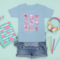 Coquette School T Shirt For Kid Pink Bow Heart Backpack Note Tape Pencil - Wonder Print Shop