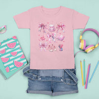 Coquette School T Shirt For Kid Pink Bow Heart Backpack Note Tape Pencil - Wonder Print Shop