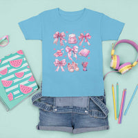 Coquette School T Shirt For Kid Pink Bow Heart Backpack Note Tape Pencil - Wonder Print Shop