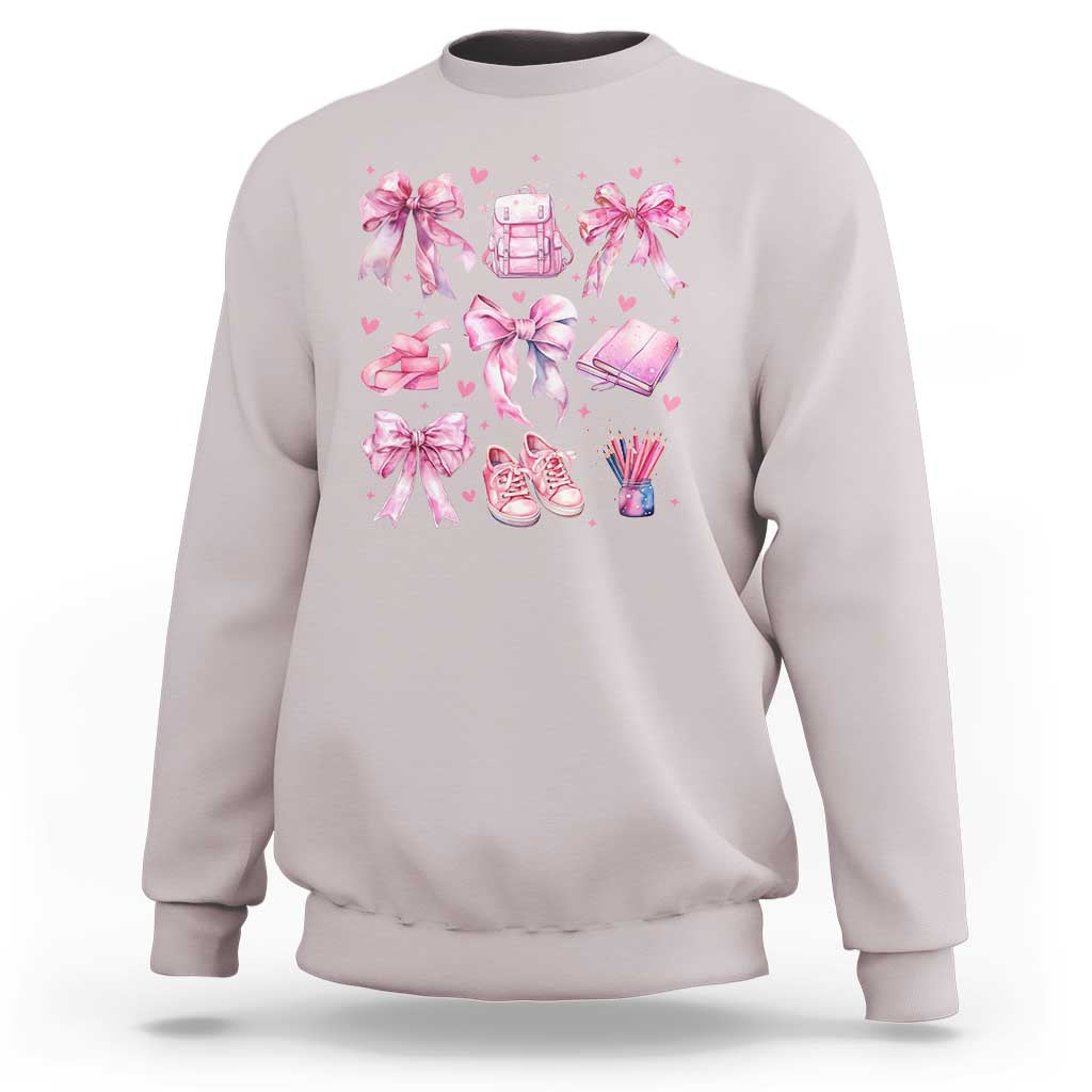 Coquette School Sweatshirt Pink Bow Heart Backpack Note Tape Pencil - Wonder Print Shop