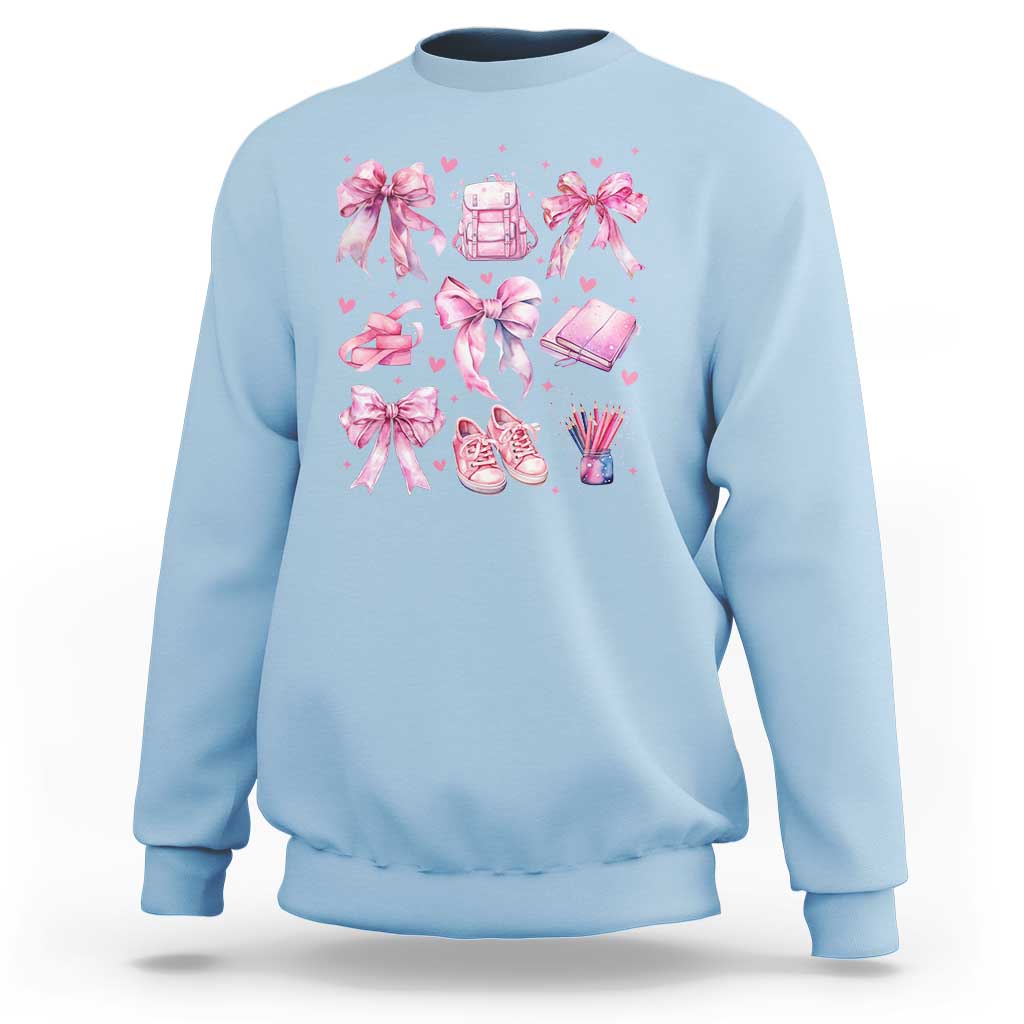 Coquette School Sweatshirt Pink Bow Heart Backpack Note Tape Pencil - Wonder Print Shop