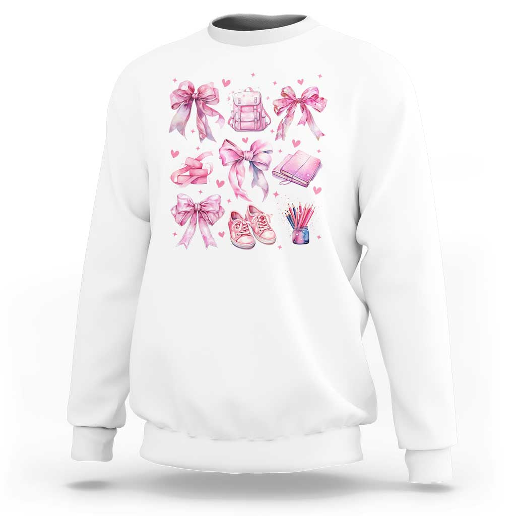 Coquette School Sweatshirt Pink Bow Heart Backpack Note Tape Pencil - Wonder Print Shop