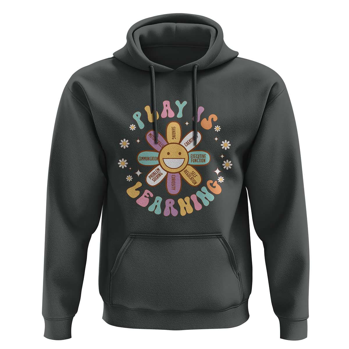 Play Is Learning Hoodie Teachers Inspirational Retro Groovy Daisy - Wonder Print Shop