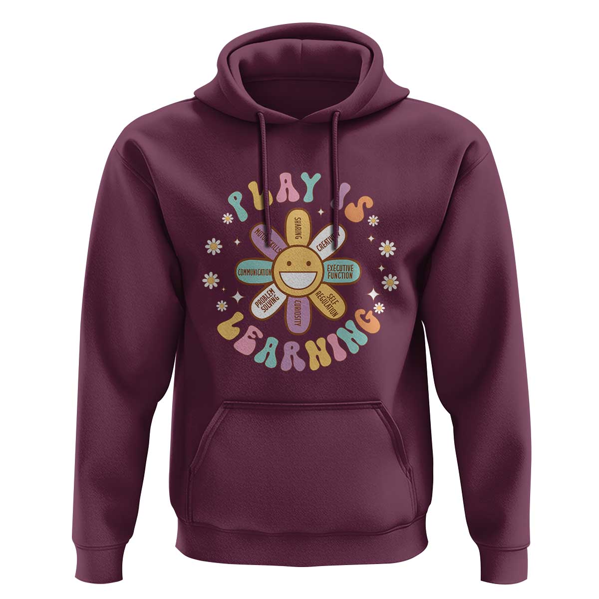 Play Is Learning Hoodie Teachers Inspirational Retro Groovy Daisy - Wonder Print Shop