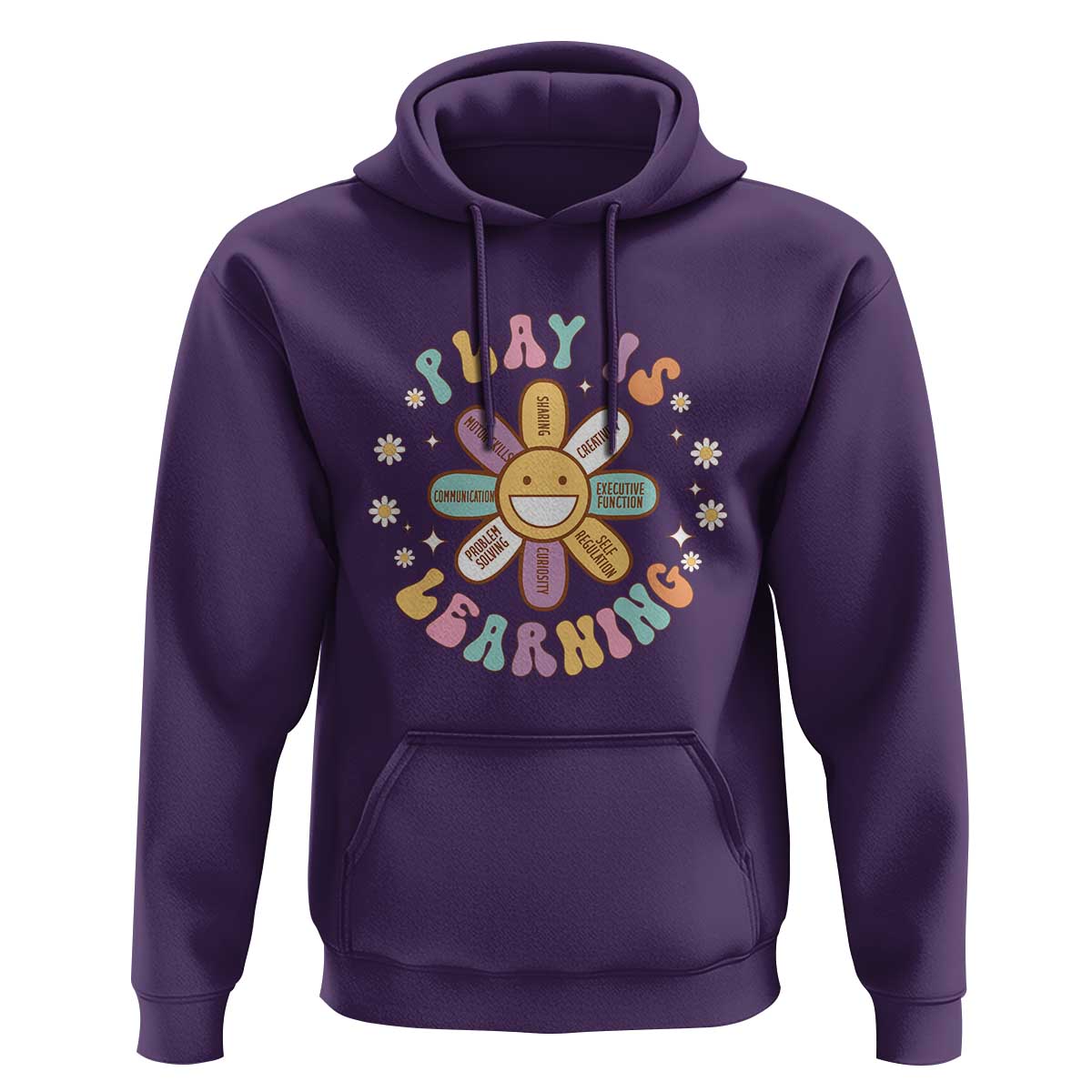 Play Is Learning Hoodie Teachers Inspirational Retro Groovy Daisy - Wonder Print Shop