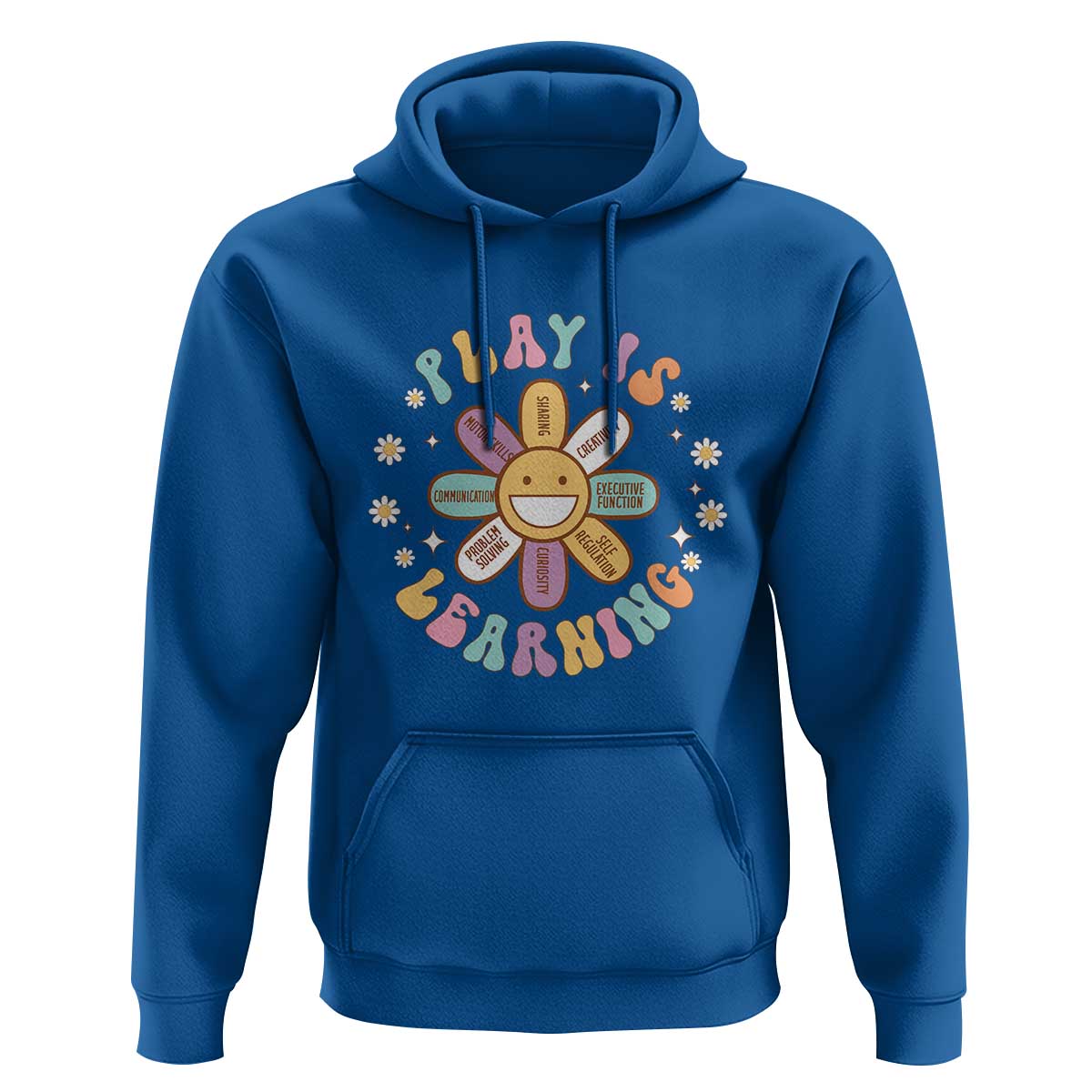 Play Is Learning Hoodie Teachers Inspirational Retro Groovy Daisy - Wonder Print Shop
