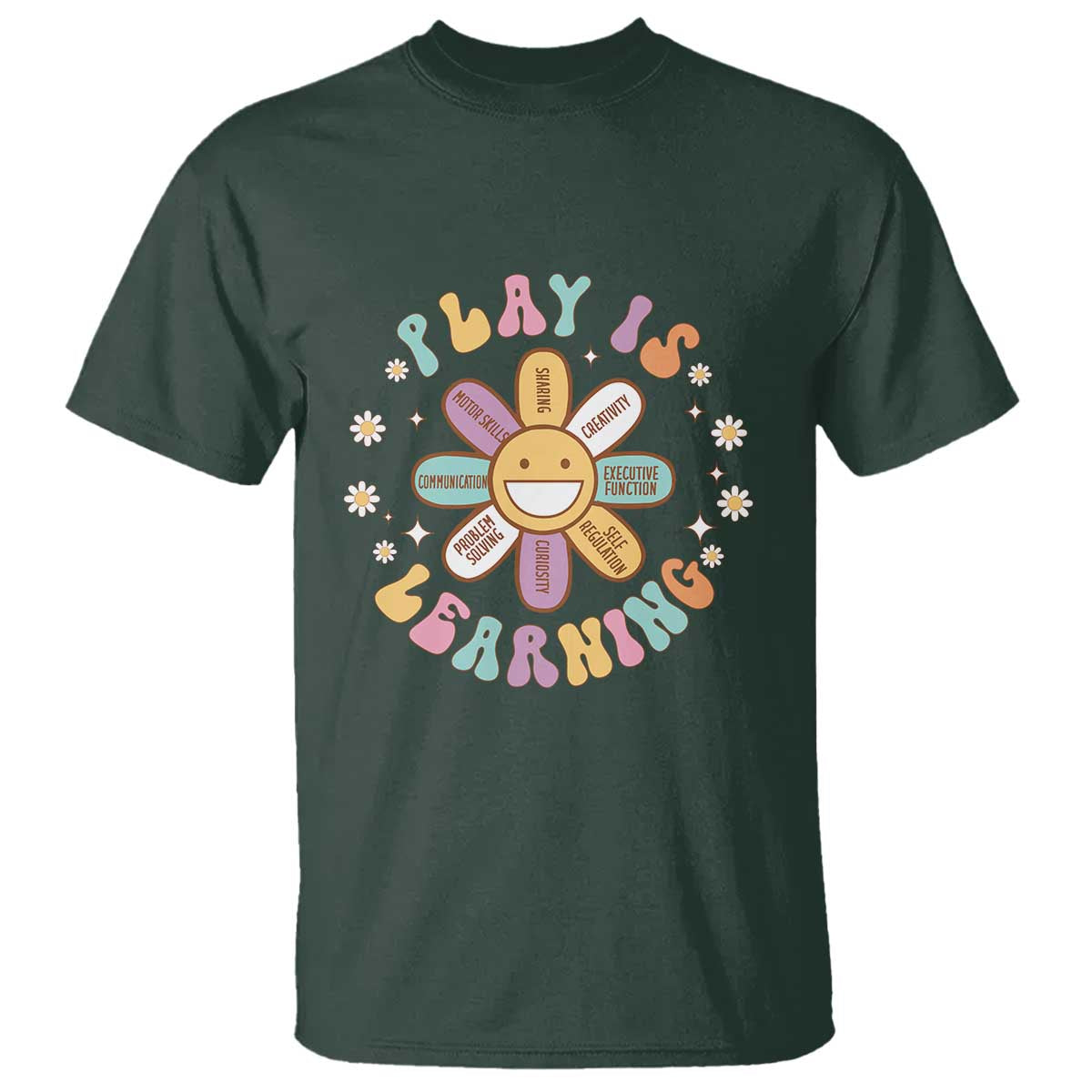 Play Is Learning T Shirt Teachers Inspirational Retro Groovy Daisy - Wonder Print Shop