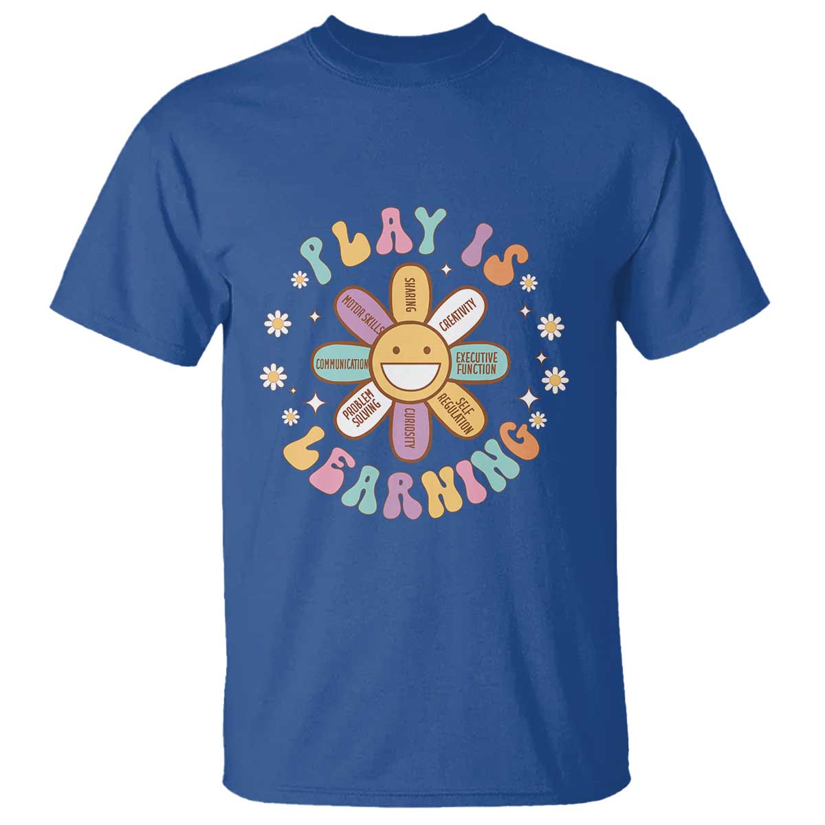 Play Is Learning T Shirt Teachers Inspirational Retro Groovy Daisy - Wonder Print Shop