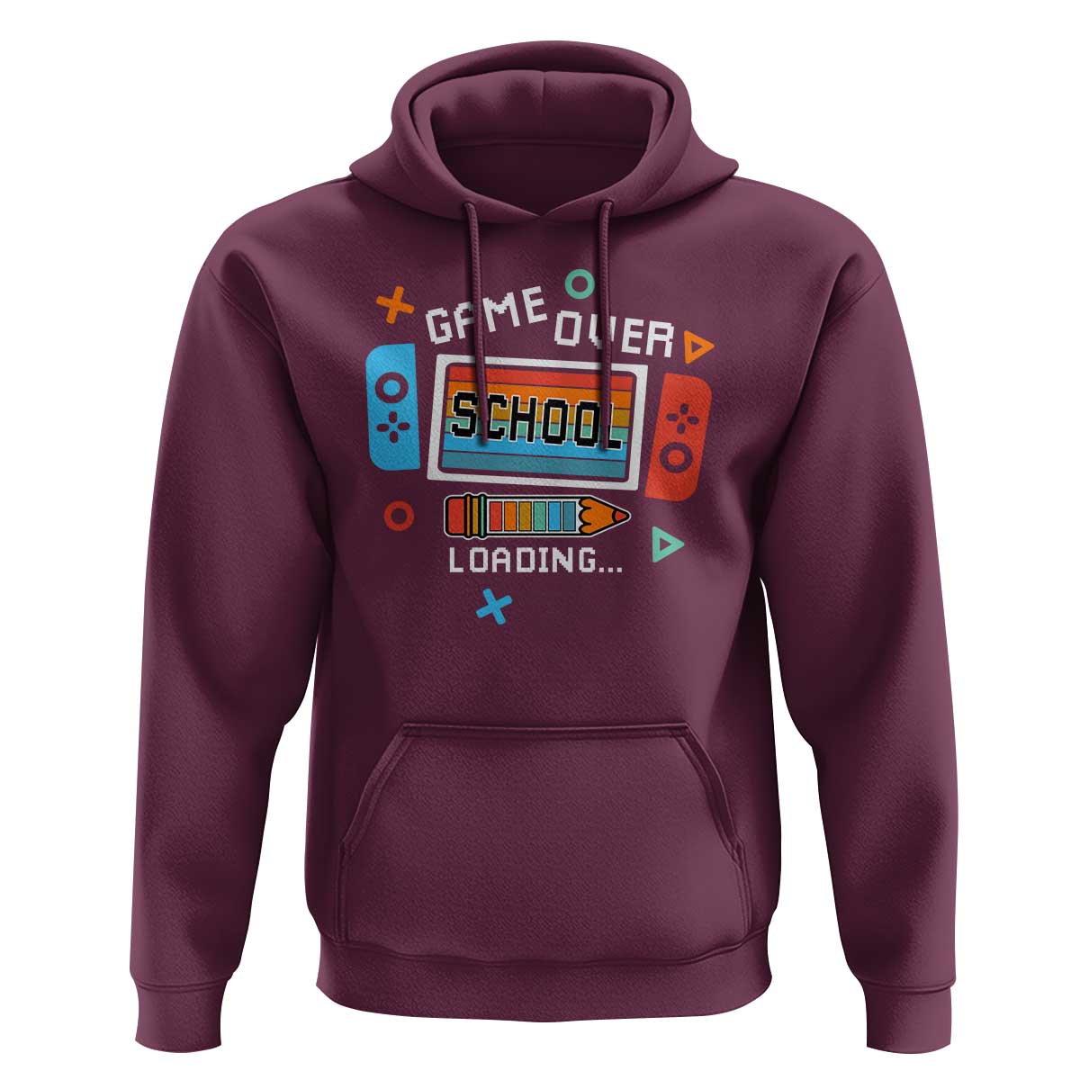 Game Over School Loading Hoodie Game Console Pencil End Summer - Wonder Print Shop