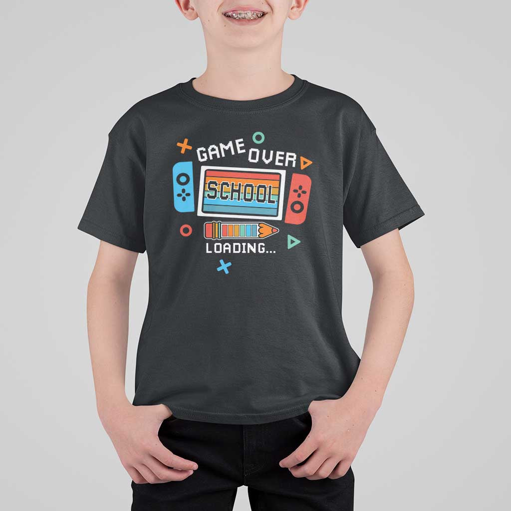 Game Over School Loading T Shirt For Kid Game Console Pencil End Summer - Wonder Print Shop