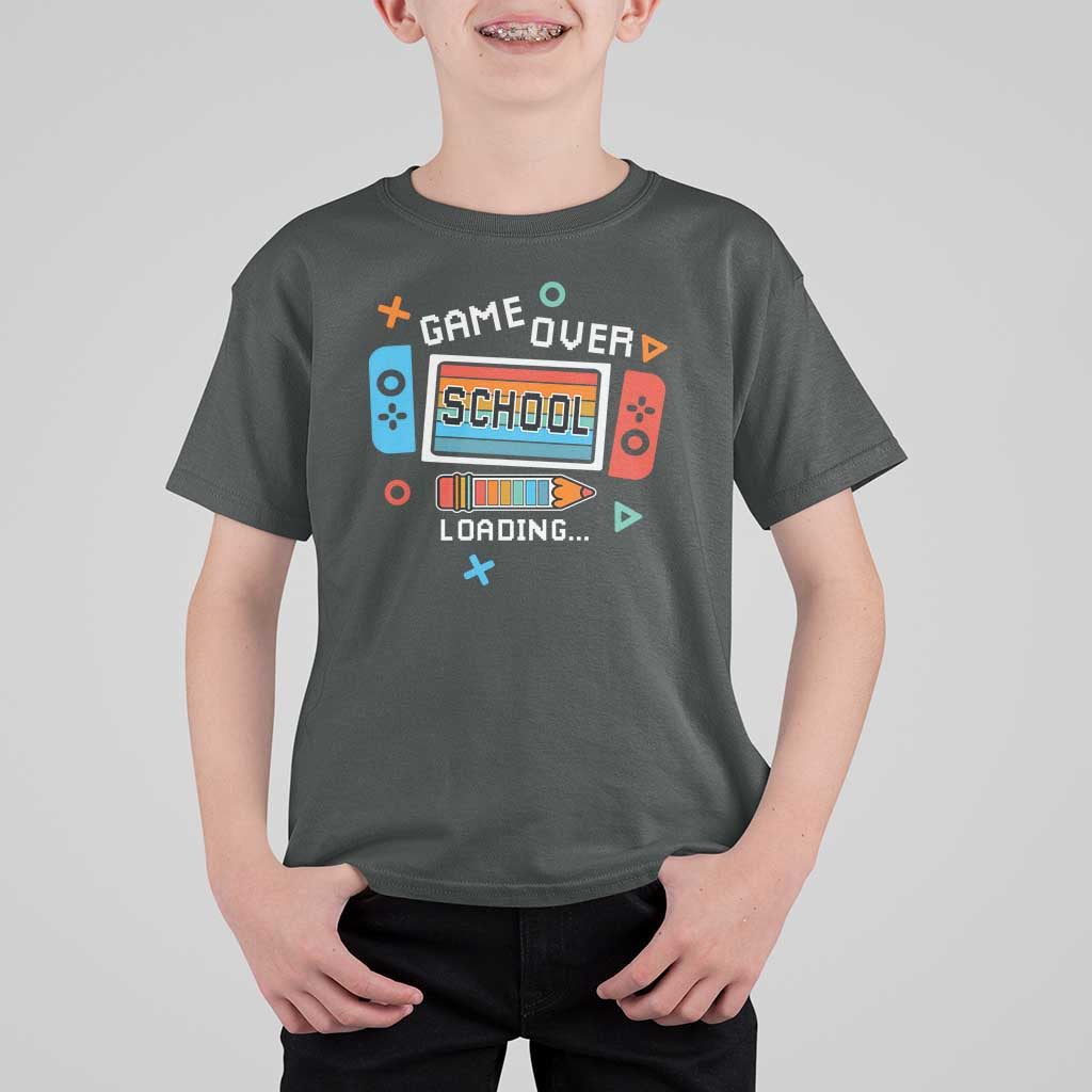 Game Over School Loading T Shirt For Kid Game Console Pencil End Summer - Wonder Print Shop