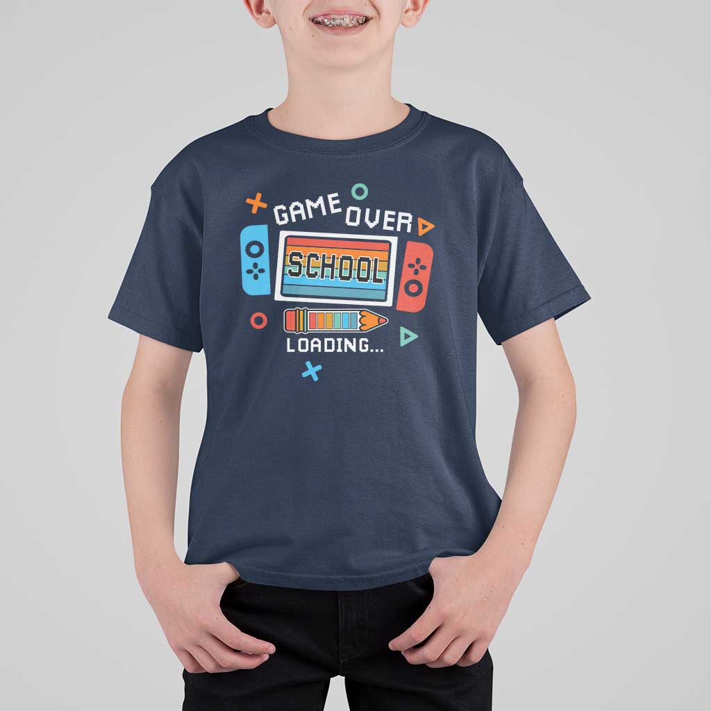 Game Over School Loading T Shirt For Kid Game Console Pencil End Summer - Wonder Print Shop