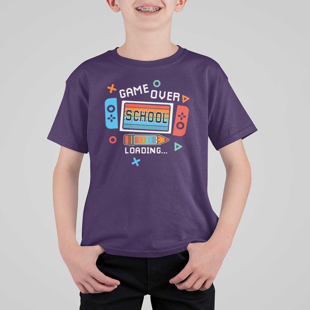 Game Over School Loading T Shirt For Kid Game Console Pencil End Summer - Wonder Print Shop