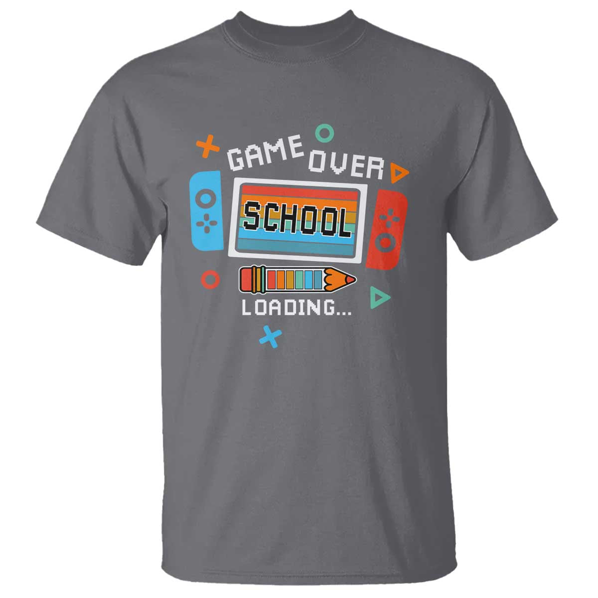 Game Over School Loading T Shirt Game Console Pencil End Summer - Wonder Print Shop